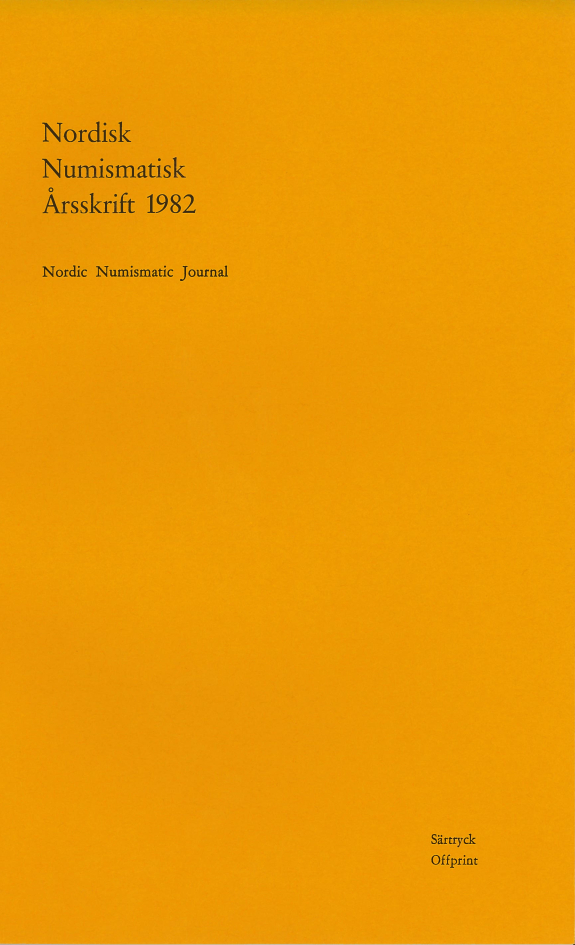 Nordisk Numismatisk Årsskrift 1982 (Särtryck)
