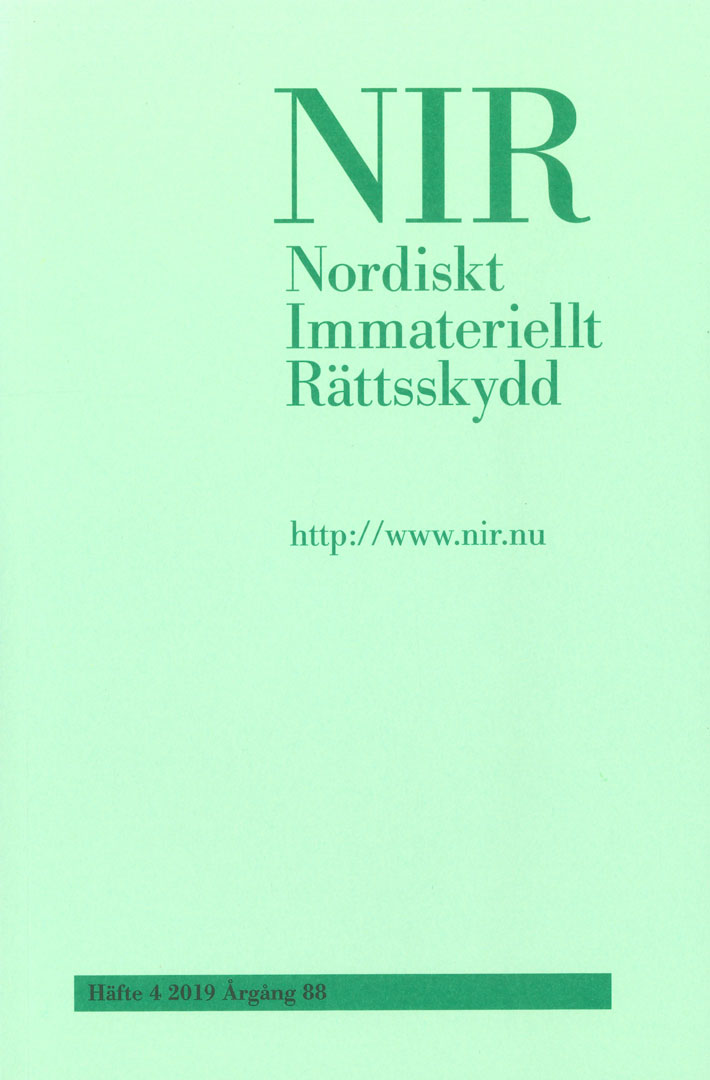 Nordiskt Immateriellt Rättskydd nr 4 2019