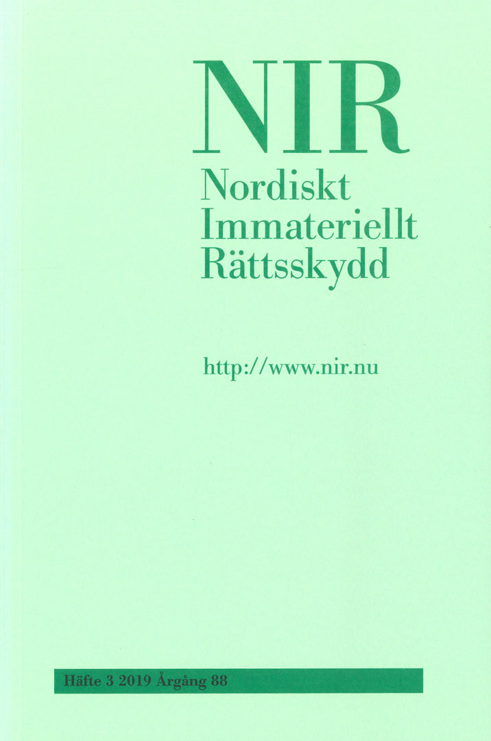 Nordiskt Immateriellt Rättskydd nr 3 2019