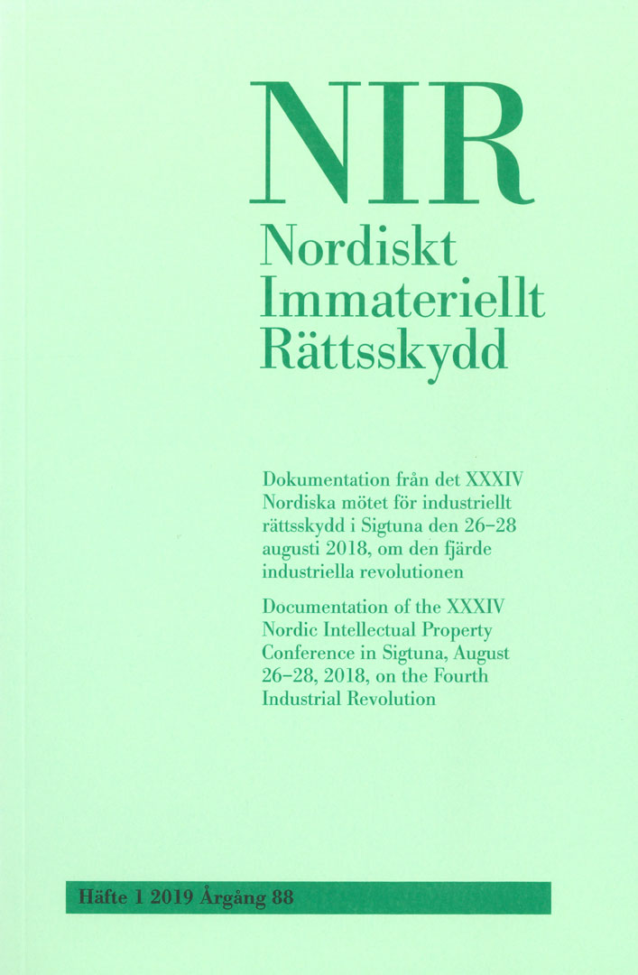 Nordiskt Immateriellt Rättskydd nr 1 2019
