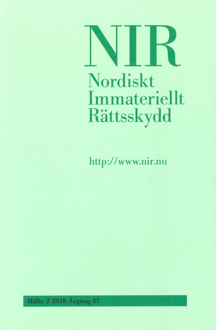 Nordiskt Immateriellt Rättskydd nr 2 2018