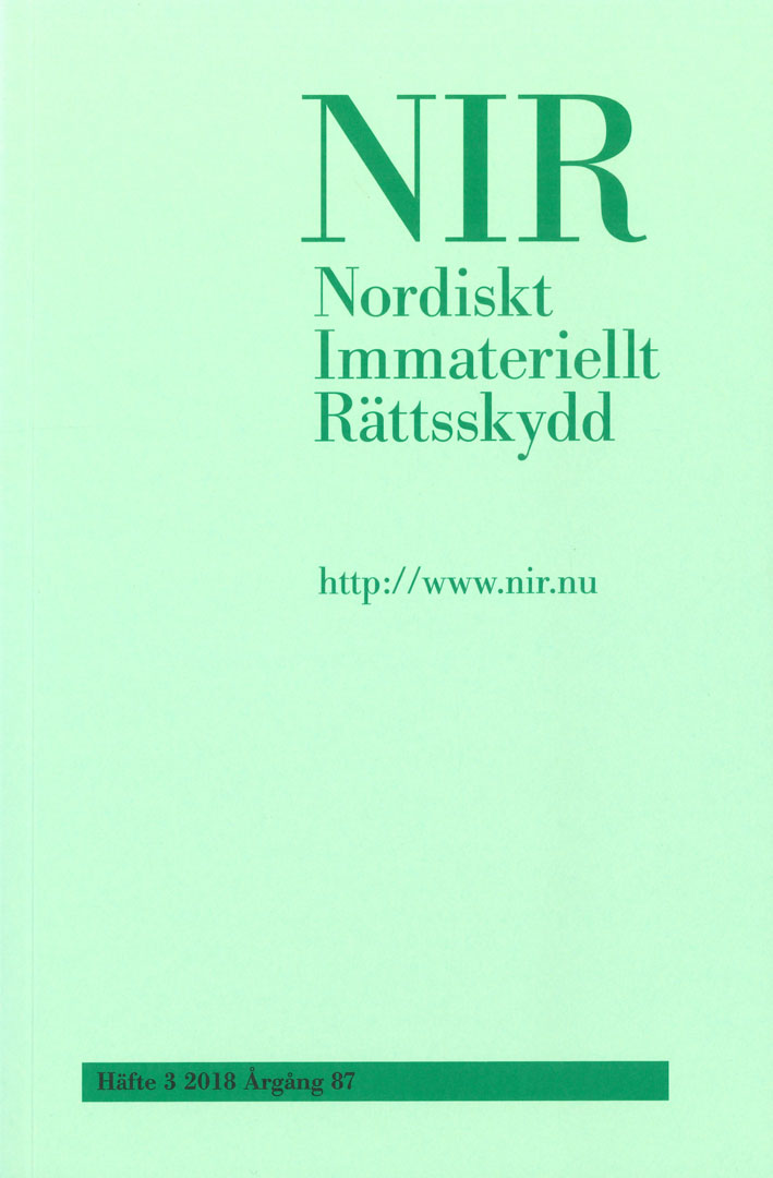 Nordiskt Immateriellt Rättskydd nr 3 2018