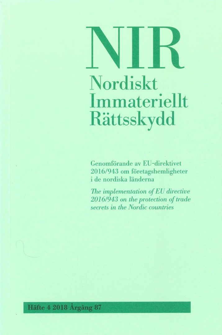 Nordiskt Immateriellt Rättskydd nr 4 2018