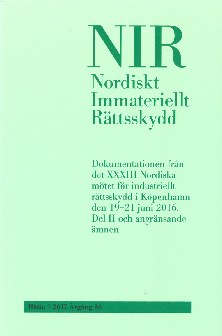 Nordiskt Immateriellt Rättskydd nr 1 2017