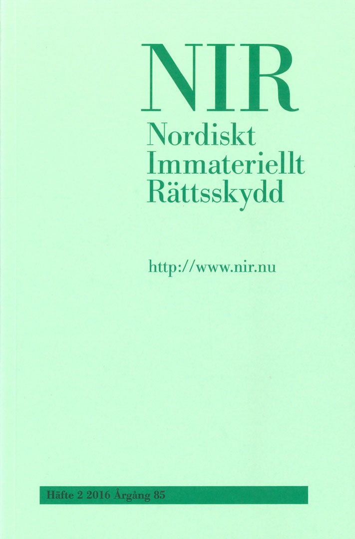 Nordiskt Immateriellt Rättskydd nr 2 2016