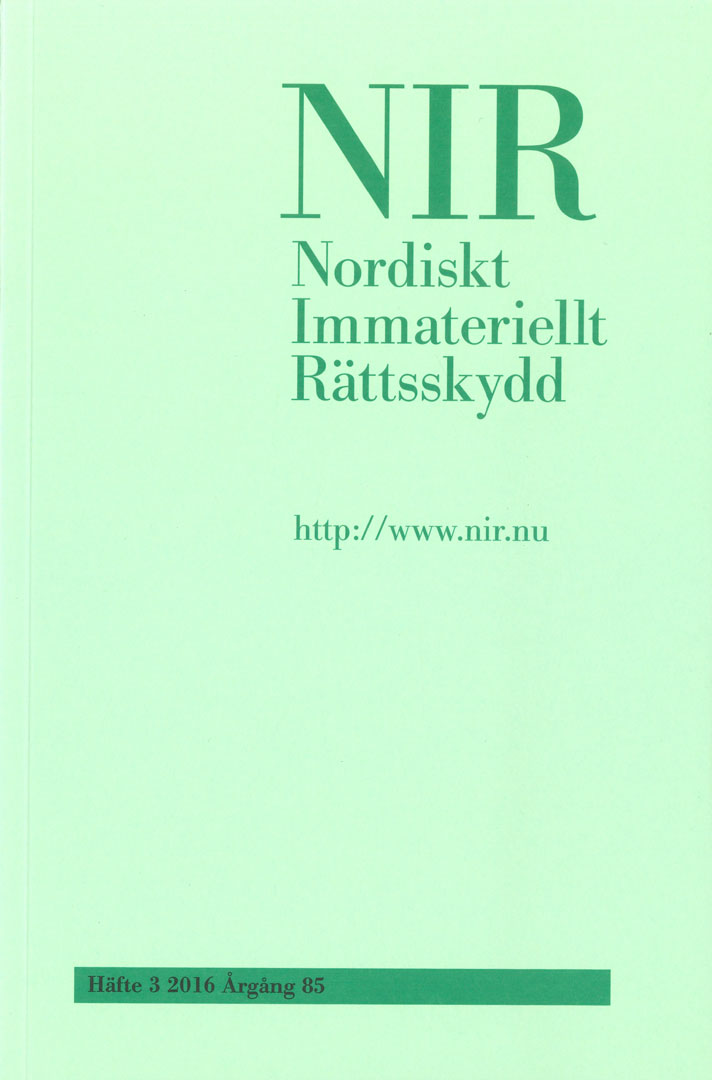 Nordiskt Immateriellt Rättskydd nr 3 2016