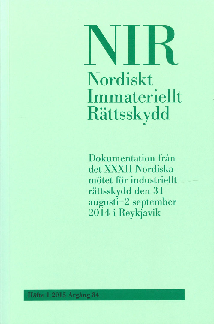 Nordiskt Immateriellt Rättskydd nr 1 2015