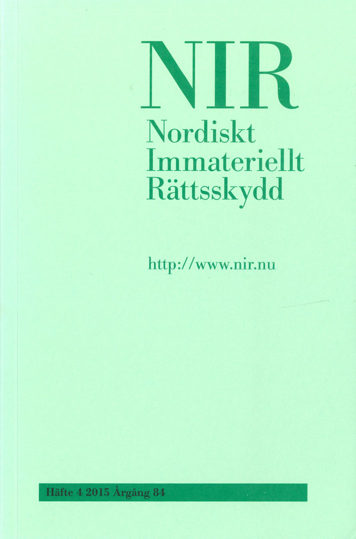 Nordiskt Immateriellt Rättskydd nr 4 2015