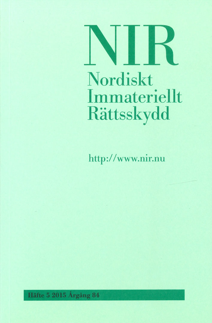 Nordiskt Immateriellt Rättskydd nr 5 2015