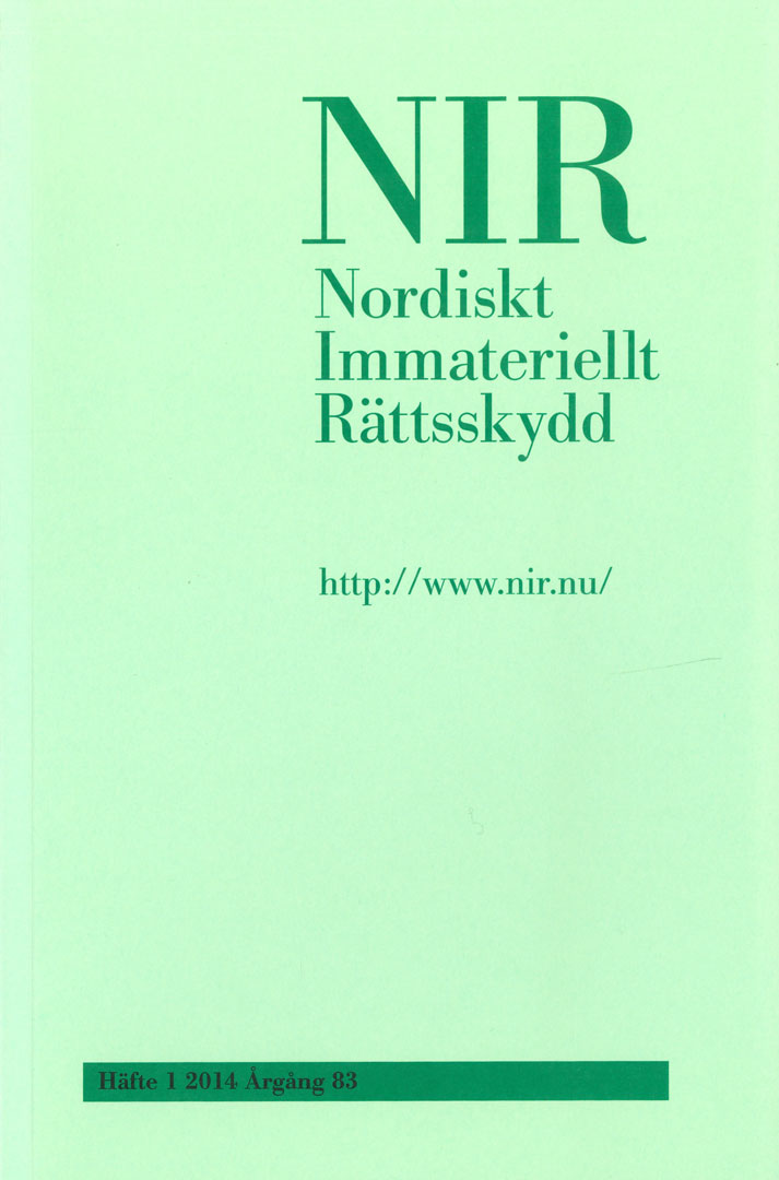 Nordiskt Immateriellt Rättskydd nr 1 2014
