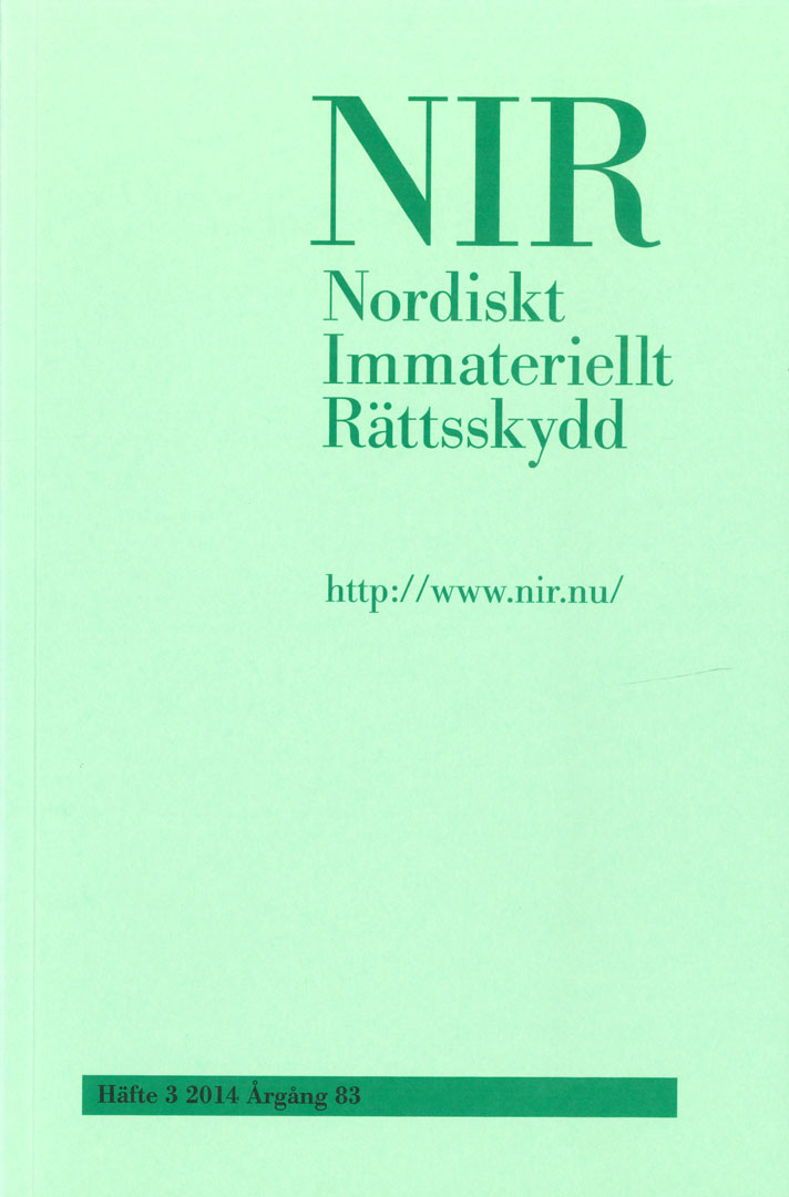 Nordiskt Immateriellt Rättskydd nr 3 2014
