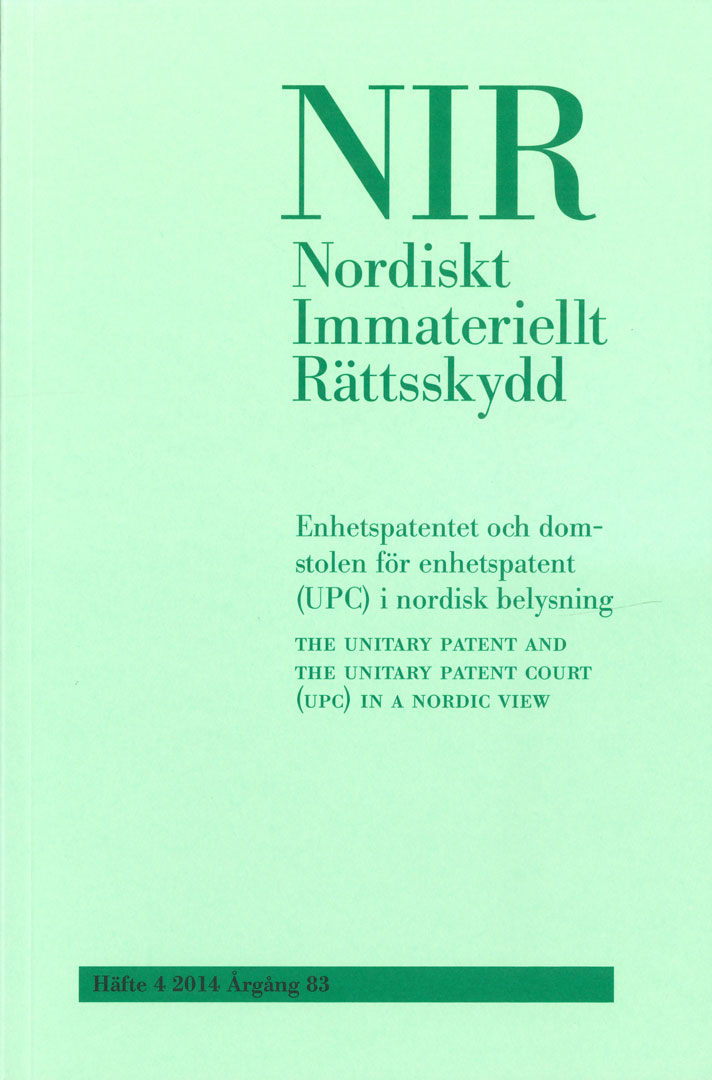 Nordiskt Immateriellt Rättskydd nr 4 2014
