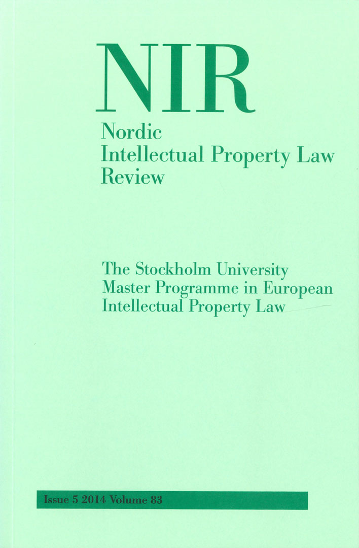 Nordiskt Immateriellt Rättskydd nr 5 2014