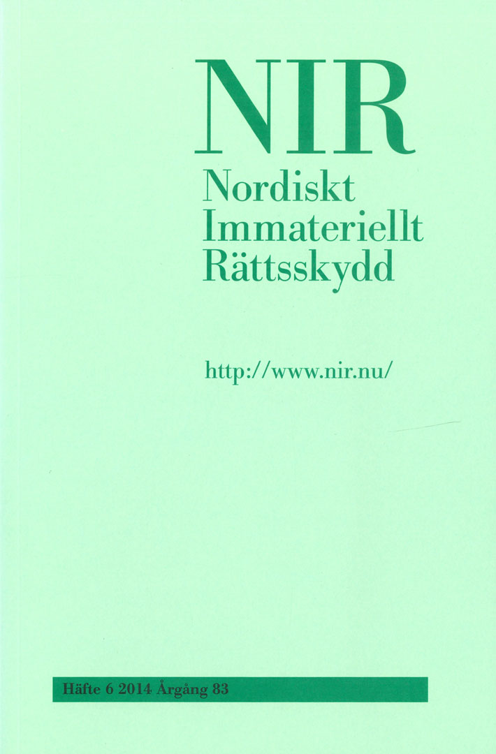 Nordiskt Immateriellt Rättskydd nr 6 2014