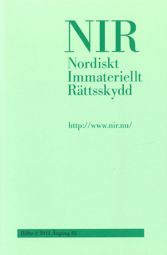 Nordiskt Immateriellt Rättskydd nr 2 2013