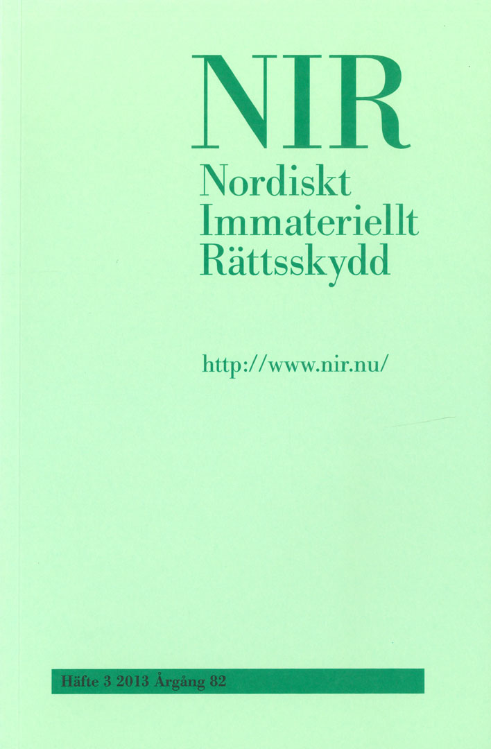 Nordiskt Immateriellt Rättskydd nr 3 2013