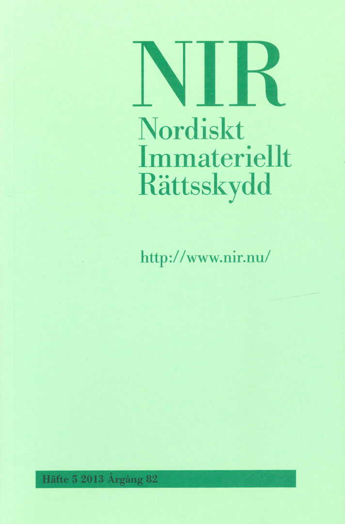 Nordiskt Immateriellt Rättskydd nr 4 2013