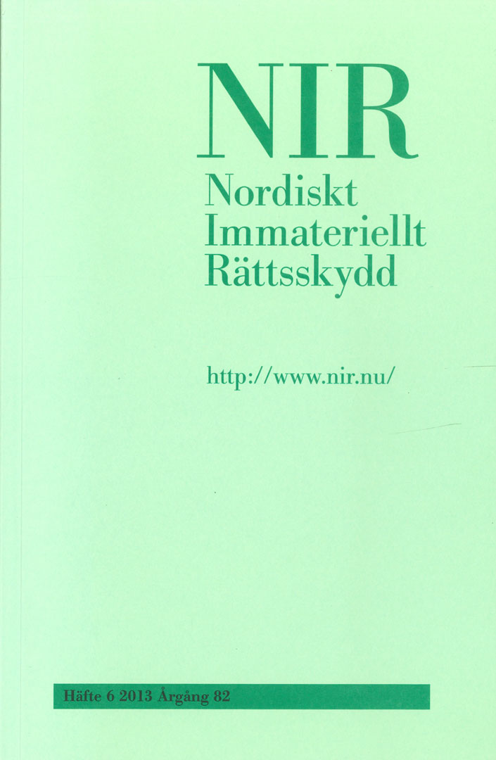 Nordiskt Immateriellt Rättskydd nr 6 2013