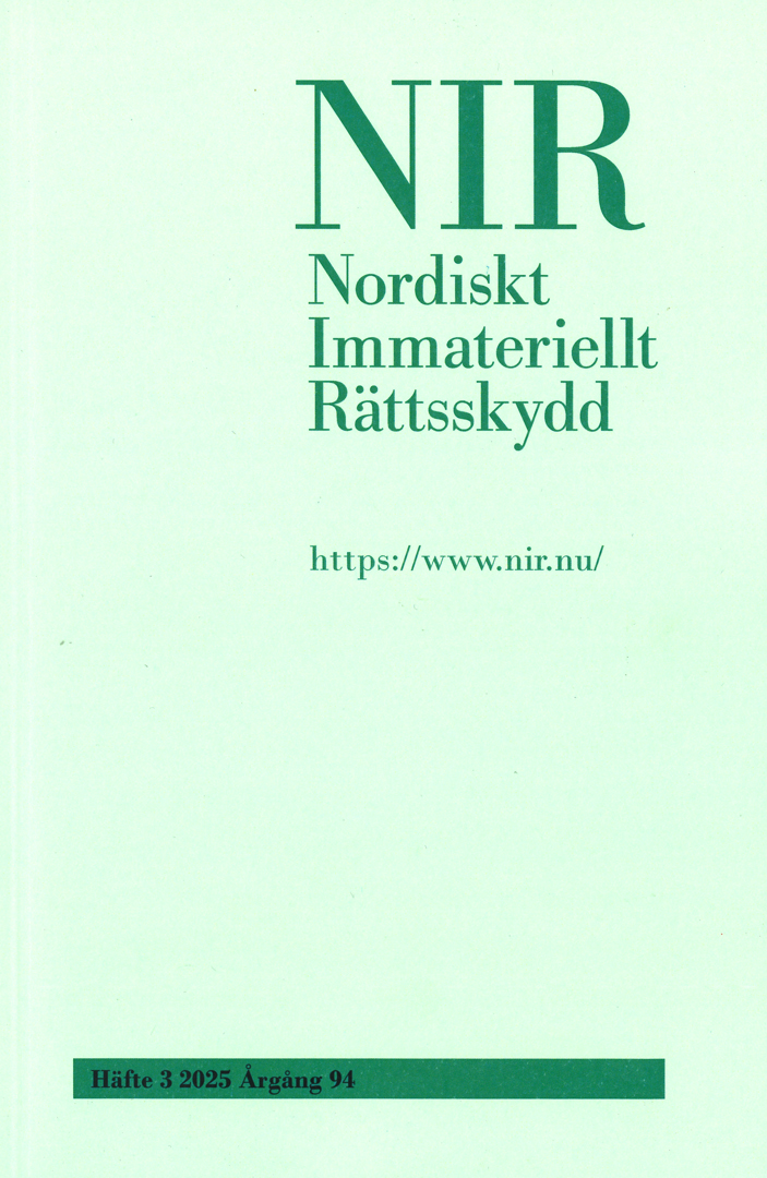 Nordiskt Immateriellt Rättskydd nr 3 2025